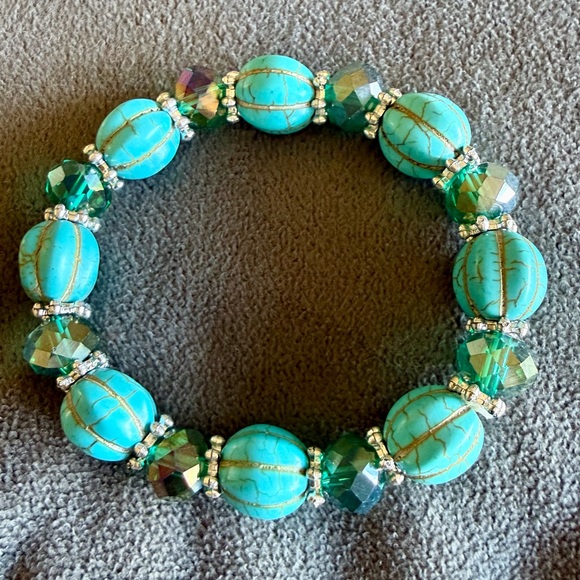 Jewelry - Turquoise and Green Beaded Bracelet